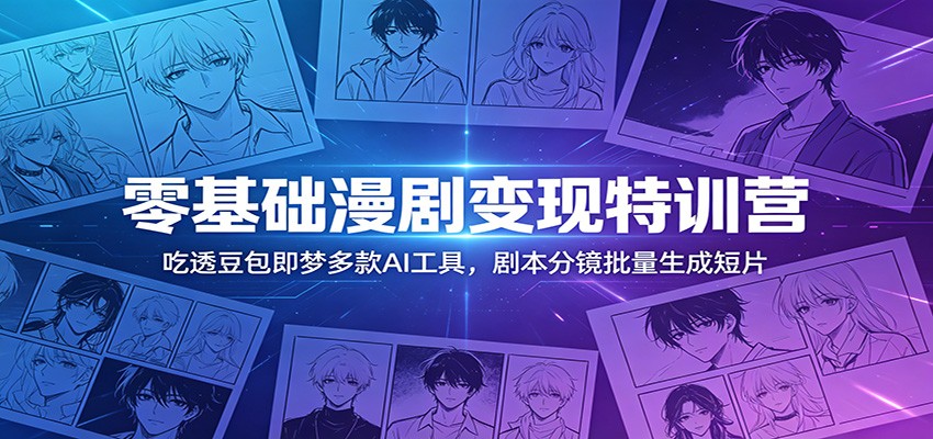 零基础漫剧变现特训营：玩转豆包即梦多款AI工具，剧本分镜批量生成短片-灵感工坊云网创