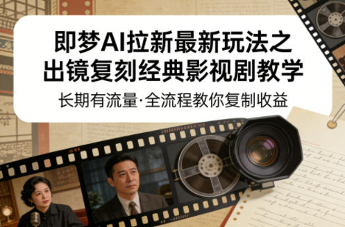即梦AI拉新最新玩法之出镜复刻经典影视剧教学，长期有流量，全流程教你复制收益-小目标云网创