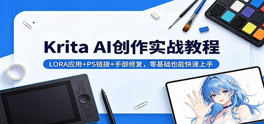 Krita AI创作实战教程：LORA应用+PS链接+手部修复，零基础也能快速上手-赚赚小目标云网创