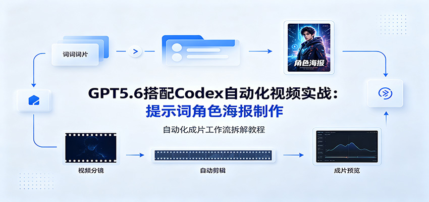 GPT5.6搭配Codex自动化视频实战：提示词角色海报制作，自动化成片工作流拆解教程-小目标云网创