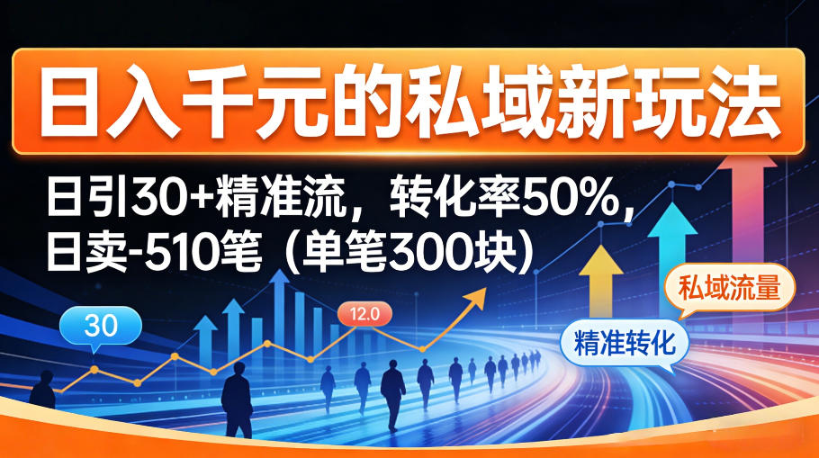 日入千米的私域新玩法：日引30＋精准流，转化率50%，日卖5-10笔(单笔300米)-小目标云网创