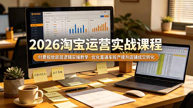 2026 淘宝运营实战课程，付费投放底层逻辑实操教学，优化直通车投产提升店铺成交转化-灵感工坊云网创