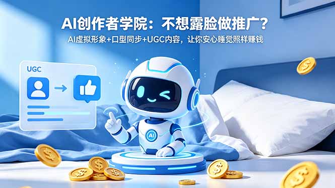 AI创作者学院：不想露脸做推广？AI虚拟形象+口型同步+UGC内容，让你安心睡觉照样赚钱-启微空间