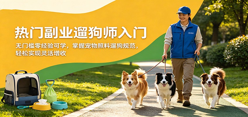 热门副业遛狗师入门，无门槛零经验可学，掌握宠物照料遛狗规范，轻松实现灵活增收-赚赚小目标云网创