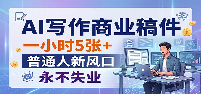 AI写作商业稿件，一小时5张+，普通人新风口，永不失业-聚星云网创