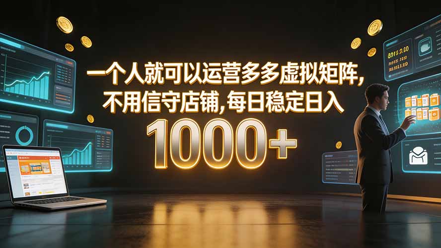 一个人就可以运营多多虚拟矩阵,不用值守店铺,每日稳定日入 1000+-小目标云网创
