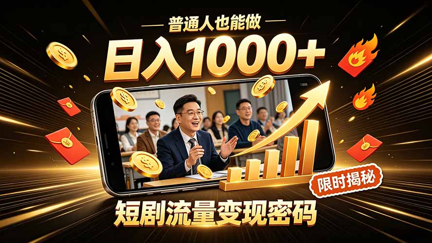 一部手机做短剧分发,不用真人出镜、不用拍摄剧本,快手流量变现日赚千元-小目标云网创