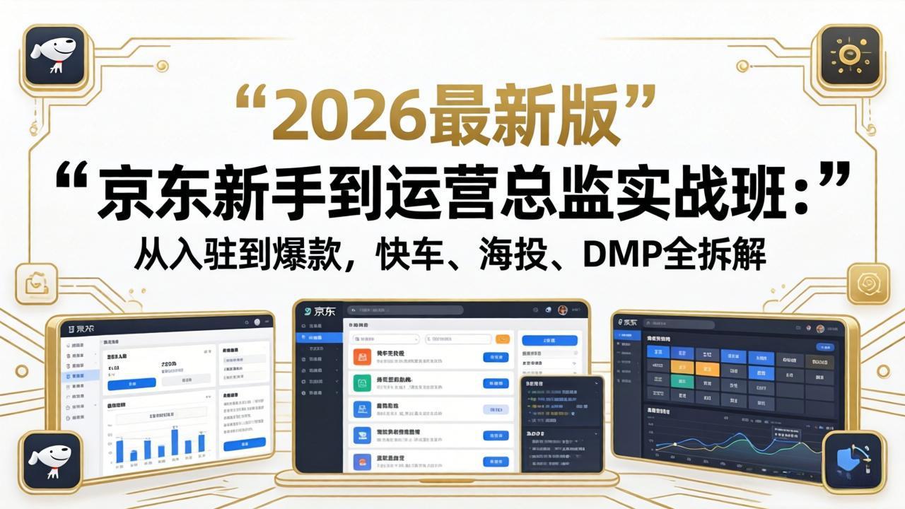 京东新手到运营总监实战班：从入驻到爆款，快车、海投、DMP全拆解，2026最新版-小目标云网创