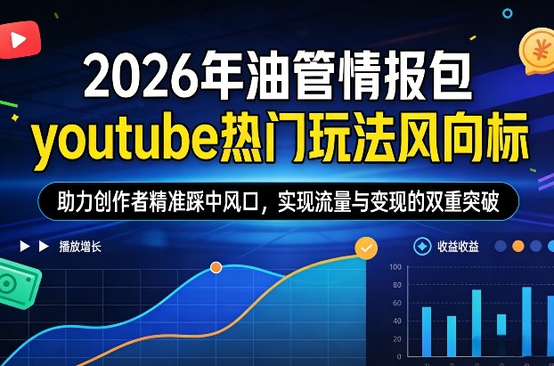 2026年油管情报包，youtube热门玩法风向标，助力创作者精准踩中风口，实现流量与变现的双重突破-小目标云网创