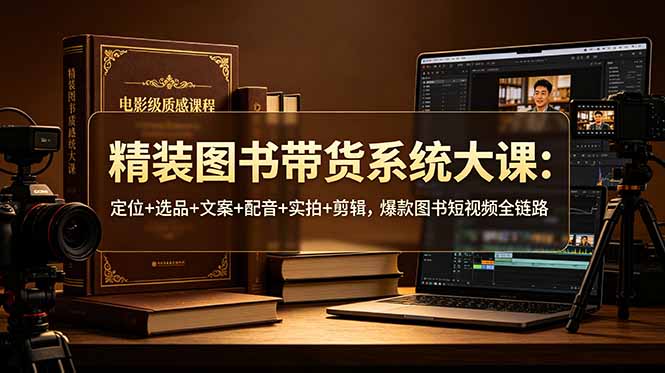精装图书带货系统大课:定位+选品+文案+配音+实拍+剪辑,爆款图书短视频全链路-极速搞钱云网创