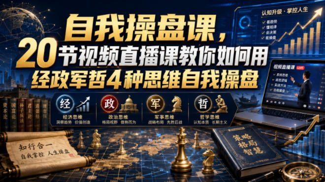 自我操盘课，20节视频直播课教你如何用经政军哲4种思维自我操盘-小目标云网创