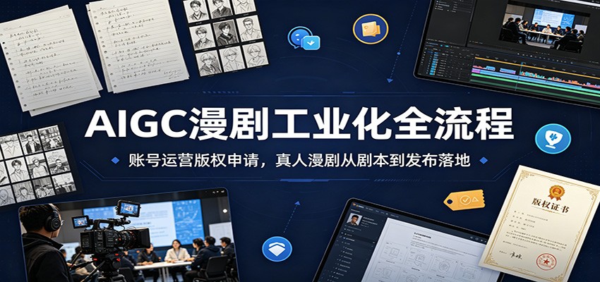 AIGC漫剧工业化全流程:账号运营版权申请,真人漫剧从剧本到发布落地-灵感工坊云网创