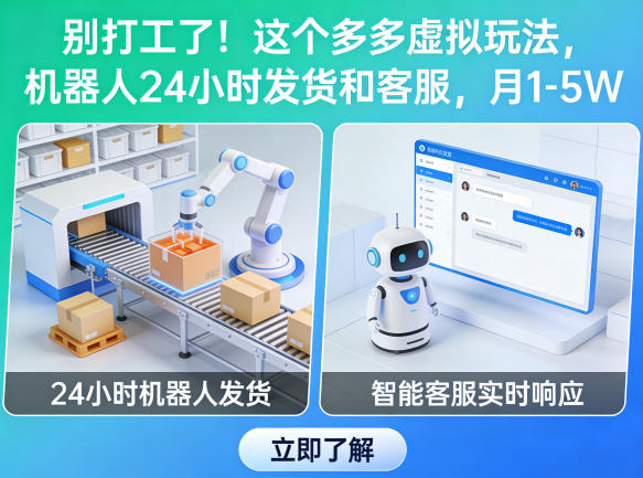 别打工了！这个多多虚拟玩法，机器人24小时发货和客服，月1-5W【揭秘】-小目标云网创