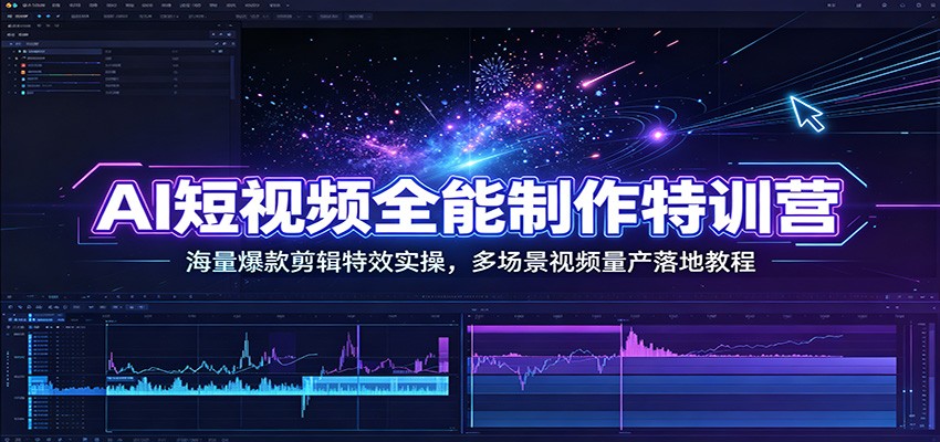 AI短视频全能制作特训营：海量爆款剪辑特效实操，多场景视频量产落地教程-灵感工坊云网创