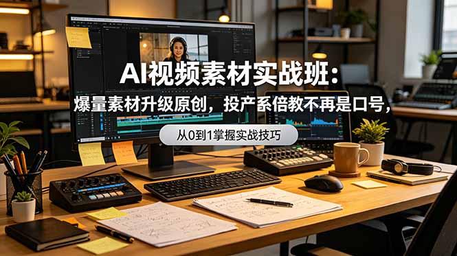 AI视频素材实战班：爆量素材升级原创，投产翻倍不再是口号，0-1系统教学实战落地-灵感工坊云网创