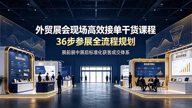 外贸展会现场高效接单干货课程，36步参展全流程规划，展前展中展后标准化获客成交体系-灵感工坊云网创