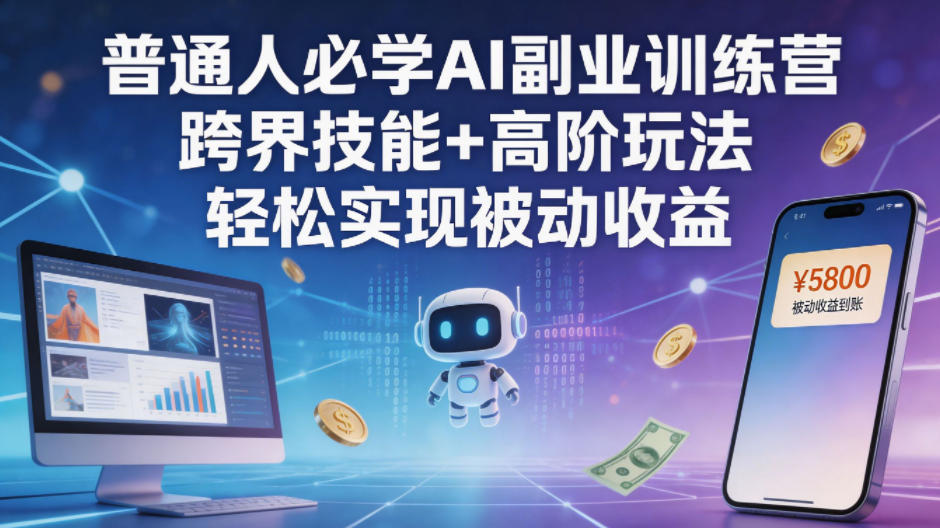 普通人必学AI副业训练营跨界技能+高阶玩法轻松实现被动收益-赚赚小目标云网创