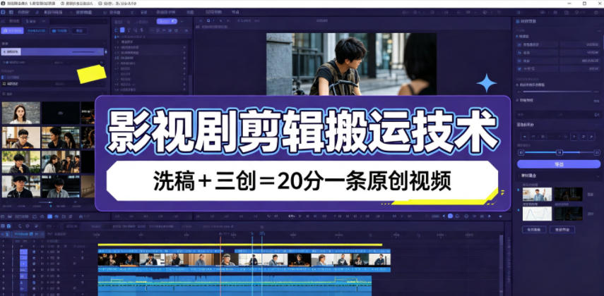 影视剧剪辑搬运技术，洗稿+三创=20分一条原创视频-小目标云网创