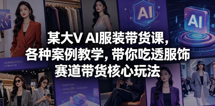 某大V AI服装带货课，各种案例教学，带你吃透服饰赛道带货核心玩法-文创商城