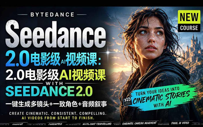 字节跳动的Seedance 2.0 AI电影视频生成制作教程，一键生成多镜头+一致角色+音频叙事-中英字幕-创副资源云