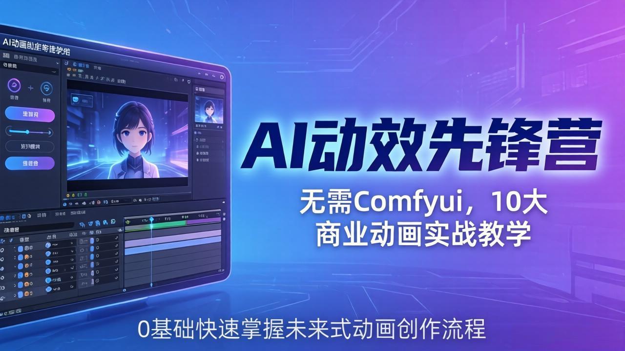 AI 动效先锋营：无需Comfyui，10大商业动画实战教学，0基础快速掌握未来式动画创作流程-小目标云网创