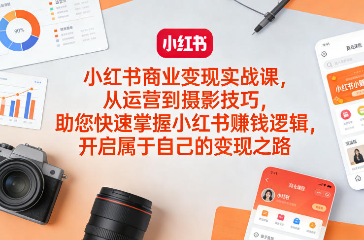 小红书商业变现实战课，从运营到摄影技巧，助您快速掌握小红书賺钱逻辑，开启属于自己的变现之路-璞创优选云网创