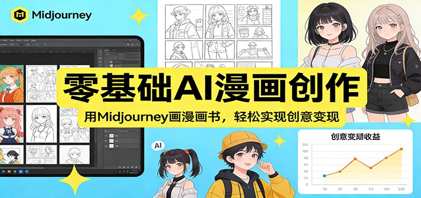 零基础AI漫画创作：用Midjourney画漫画书，轻松实现创意变现-小目标云网创