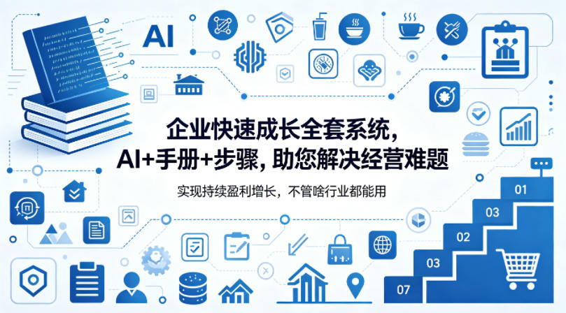企业快速成长全套系统，AI+手册+步骤，助您解决经营难题，实现持续盈利增长，不管啥行业都能用-灵感工坊云网创