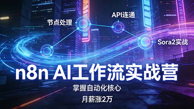 n8n AI工作流实战营，节点处理+API连通+Sora2实战，掌握自动化核心月薪涨2万-小目标云网创