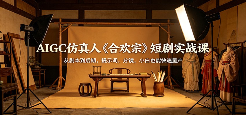 AIGC仿真人《合欢宗》短剧实战课：从剧本到后期，提示词，分镜，小白也能快速量产-小目标云网创