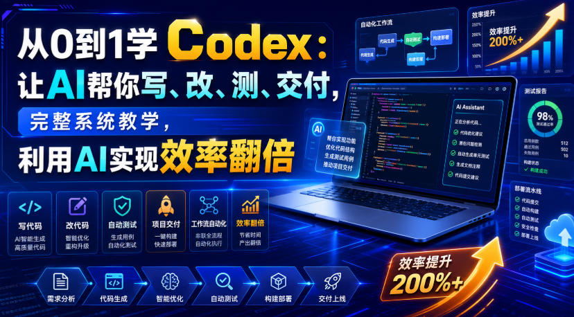 从0到1学Codex：让AI帮你写、改、测、交付，完整系统教学，利用AI实现效率翻倍-小目标云网创