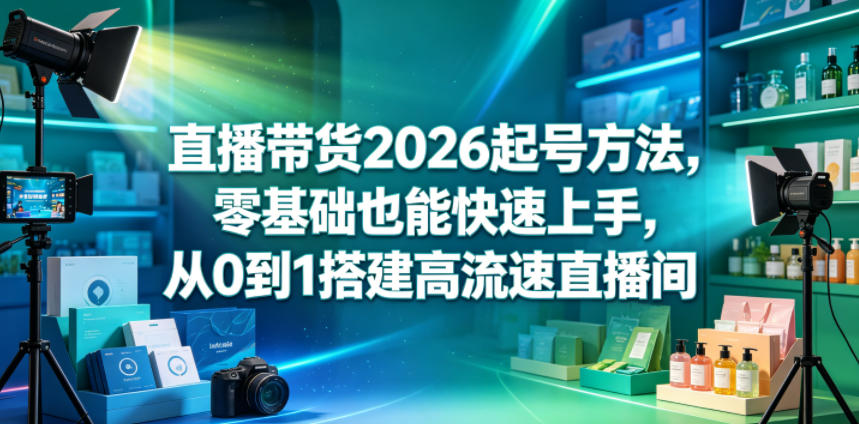 直播带货2026起号方法，零基础也能快速上手，从0到1搭建高流速直播间-灵感工坊云网创
