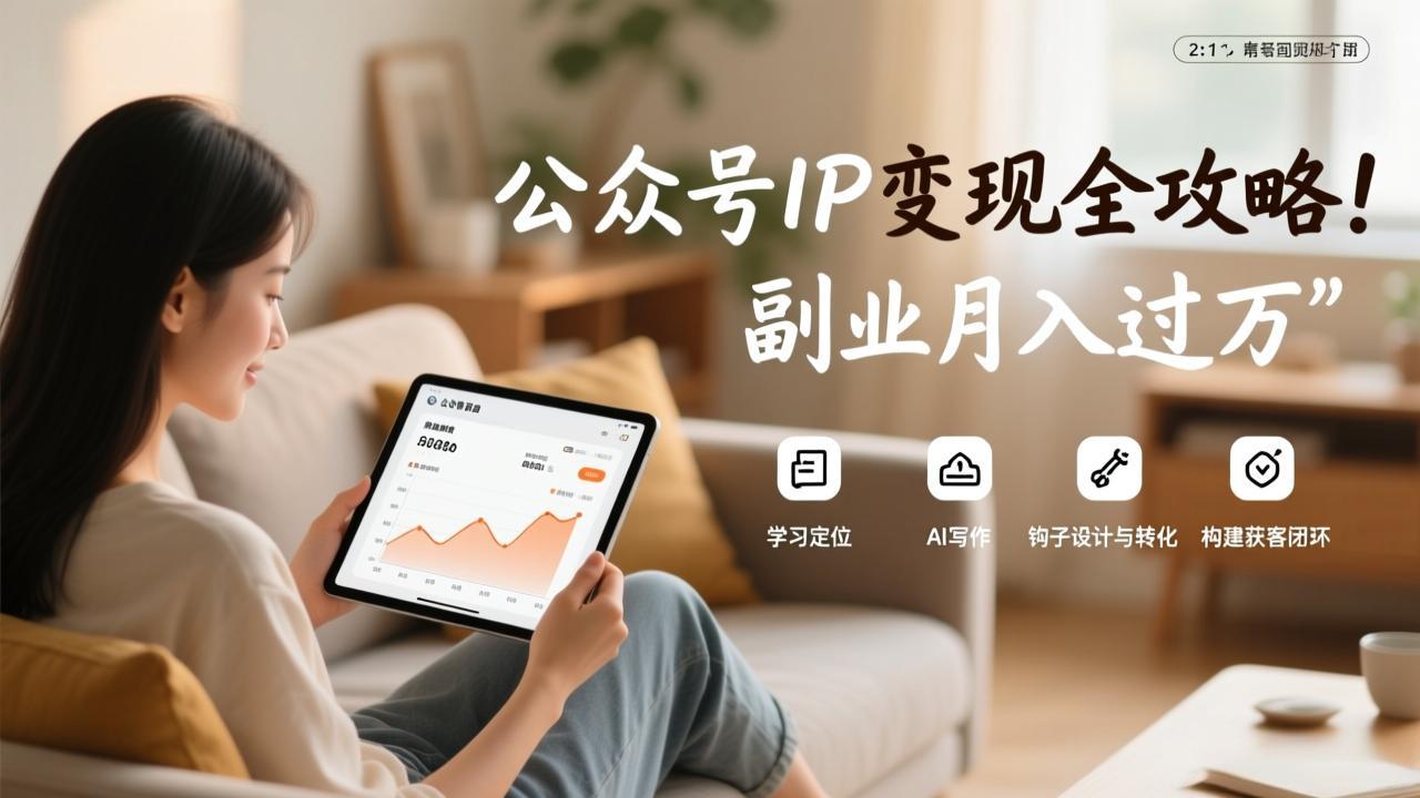 公众号IP变现全攻略，学习定位、AI写作、钩子设计与转化，构建获客闭环，副业月入过万-小目标云网创