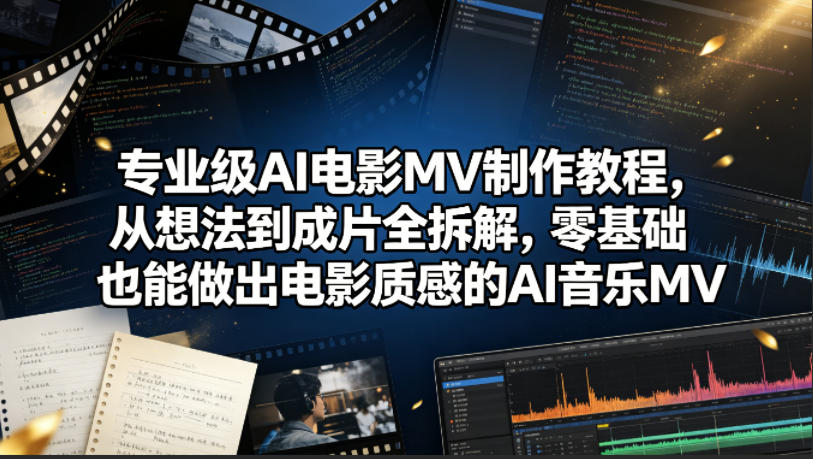 专业级AI电影MV制作教程，从想法到成片全拆解，零基础也能做出电影质感的AI音乐MV-赚赚小目标云网创