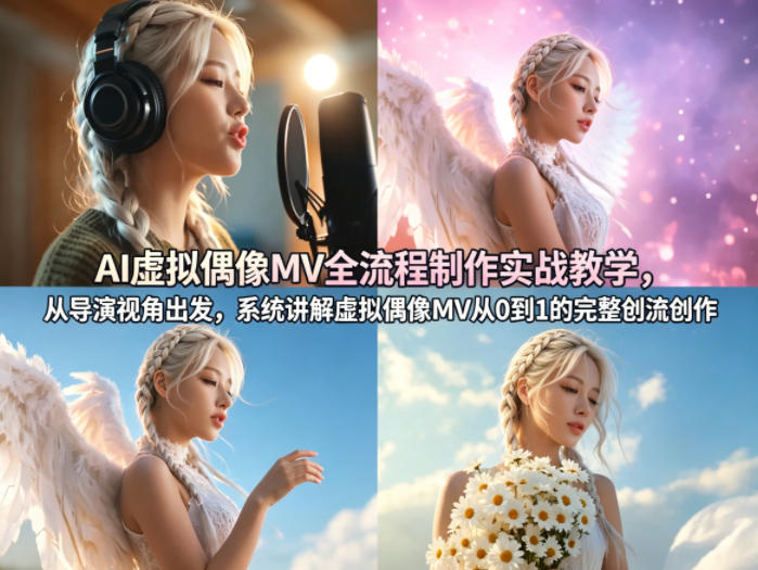 AI虚拟偶像MV全流程制作实战教学，从导演视角出发，系统讲解虚拟偶像MV从0到1的完整创作流程-小目标云网创