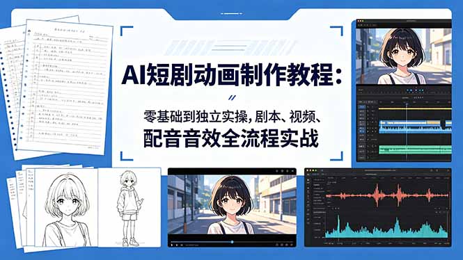 AI短剧动画制作教程：零基础到独立实操，剧本、视频、配音音效全流程实战-极速搞钱指南