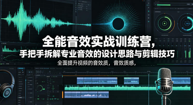 全能音效实战训练营，手把手拆解专业音效的设计思路与剪辑技巧，全面提升视频的音效质感-赚赚小目标云网创