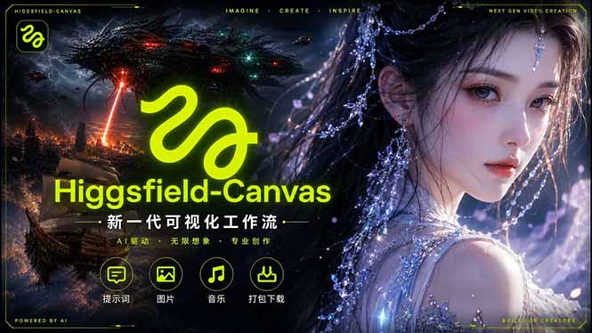 Higgsfield Canvas AI视频制作详解，节点式工作流搭建，重构新式视频创作完整教程-创富资源库云网创