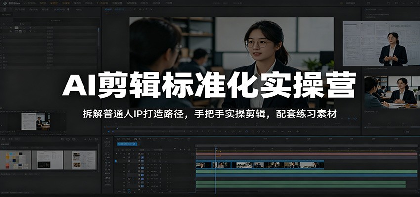 AI剪辑标准化实操营:拆解普通人IP打造路径,手把手实操剪辑,配套练习素材-小目标云网创