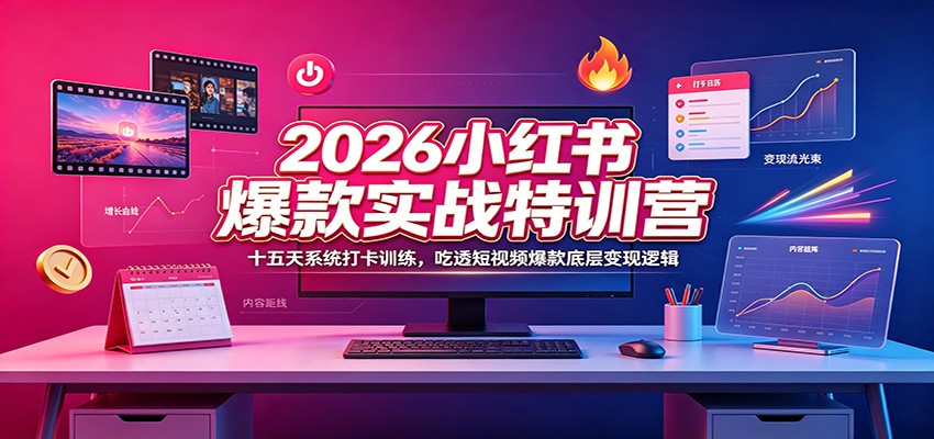 2026小红书爆款实战特训营:十五天系统打卡训练,吃透短视频爆款底层变现逻辑-灵感工坊云网创