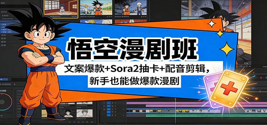 悟空漫剧班：文案爆款+Sora2抽卡+配音剪辑，新手也能做爆款漫剧-小目标云网创