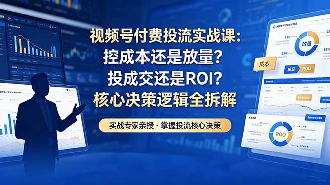 视频号付费投流实战课-5月：控成本还是放量？投成交还是ROI？核心决策逻辑全拆解-小目标云网创