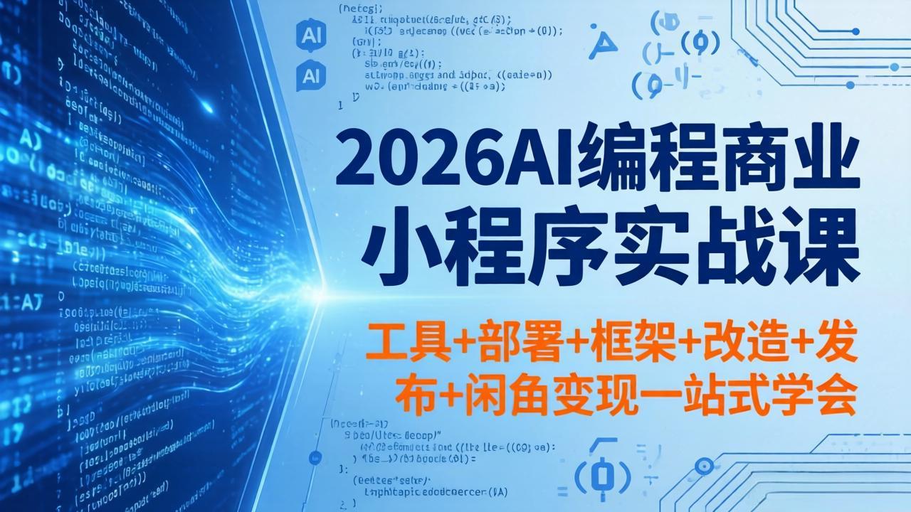 2026AI编程商业小程序实战课，工具+部署+框架+改造+发布+闲鱼变现一站式学会-聚星云网创