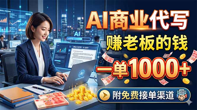 AI商业代写，赚老板的钱，一单1000+，附免费接单渠道-沐沐云网创