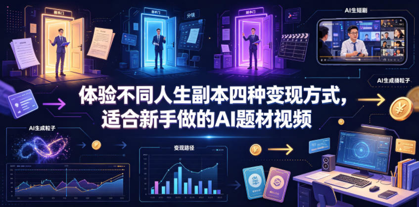体验不同人生副本四种变现方式,适合新手做的AI题材视频-灵感工坊云网创