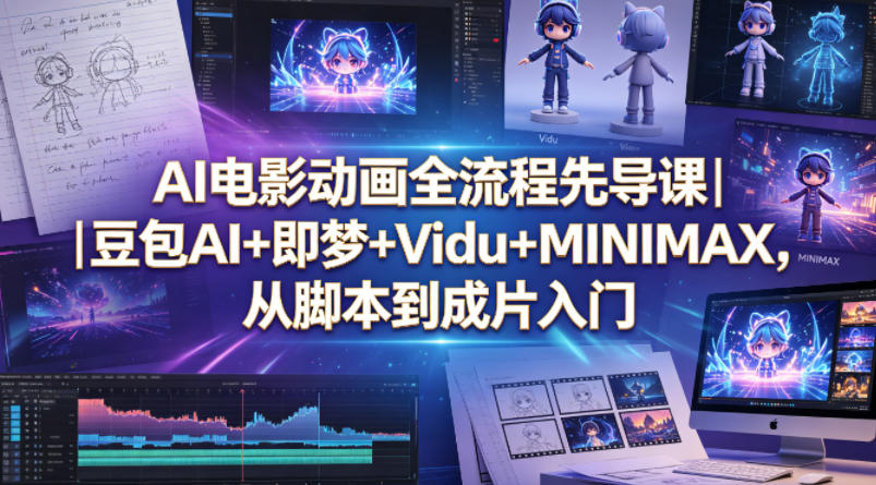 AI电影动画全流程先导课｜豆包AI+即梦+Vidu+MINIMAX，从脚本到成片入门-聚星云网创