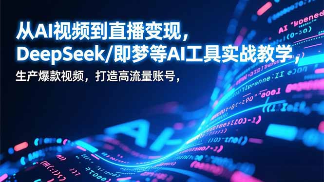 从AI视频到直播变现，DeepSeek/即梦等AI工具实战教学，生产爆款视频，打造高流量账号-小目标云网创