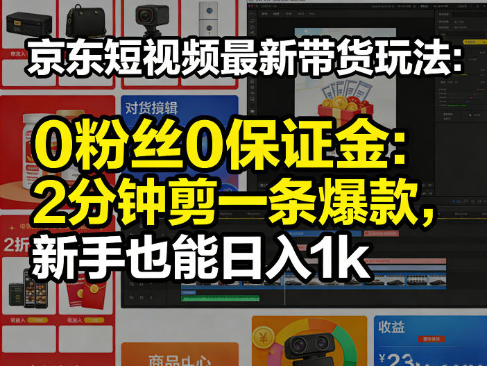 京东短视频最新带货玩法,0粉丝0保证金,2分钟剪一条爆款,新手也能日入1k+【揭秘】-启微空间