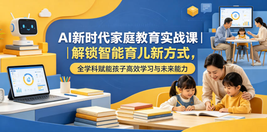 AI新时代家庭教育实战课｜解锁智能育儿新方式，全学科赋能孩子高效学习与未来能力-个创网云网创