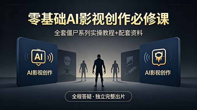 零基础AI影视创作必修课，全套僵尸系列实操教程加配套资料，全程答疑带你独立完整出片-小目标云网创
